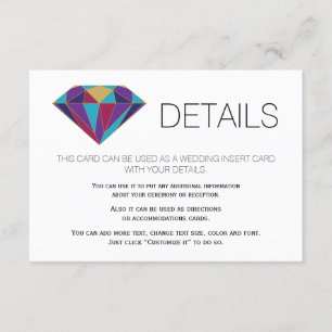 Cartão De Informações Abstrato jewel gemstone detalhes do casamento