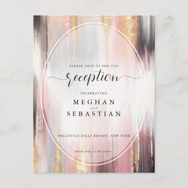 Cartão De Informações Abstrato pincel pincelado pincelar carvão Dourado (Frente)