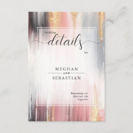 Cartão De Informações Abstrato pincel pincelado pincelar carvão Dourado