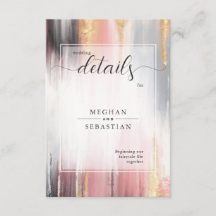 Cartão De Informações Abstrato pincel pincelado pincelar carvão Dourado