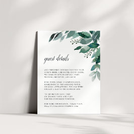 Cartão De Informações Abundant Foliage Wedding Guest Details Card