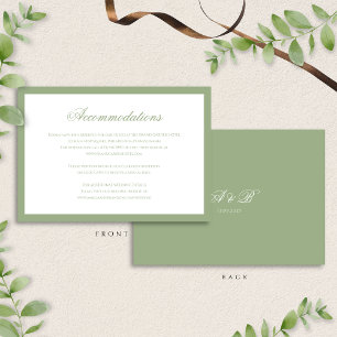 Cartão De Informações Acomodação Clássica de Casamento em Verde Salvia M