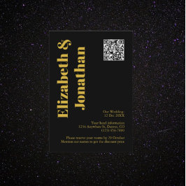 Cartão De Informações Acomodação de casamento com tipografia minimalista