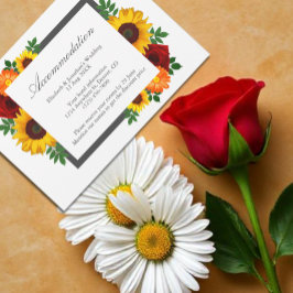 Cartão De Informações Acomodação de Casamento de Girassol Rosa Floral Pô