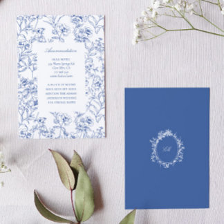 Cartão De Informações Acomodação de Casamento Fench Blue Chinoiserie Toi