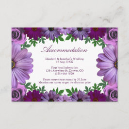 Cartão De Informações Acomodação de Casamento Floral Roxo Real