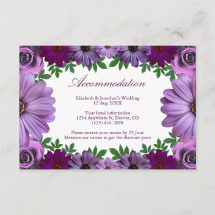 Cartão De Informações Acomodação de Casamento Floral Roxo Real