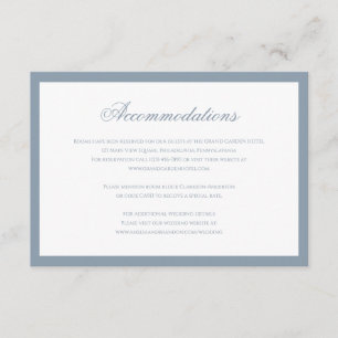 Cartão De Informações Acomodação de Casamento Formal Clássico em Azul Po