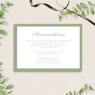 Cartão De Informações Acomodação de Casamento Formal Clássico Verde Sage