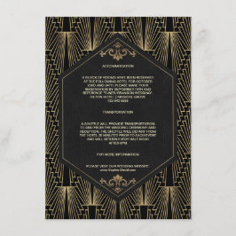 Cartão De Informações Acomodação de Casamento Glam Roaring 20s Gatsby
