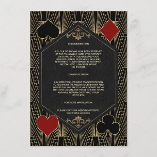 Cartão De Informações Acomodação de Casamento no Estilo Roaring 20s Gats
