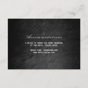 Cartão De Informações Acomodação de Hotel de Casamento Vip Glam Preto