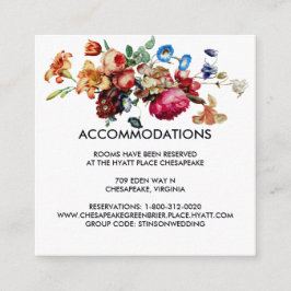 Cartão De Informações Acomodação de Hotel para Casamento Floral Vintage