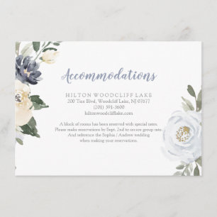Cartão De Informações Acomodação floral azul empoeirada botânica de