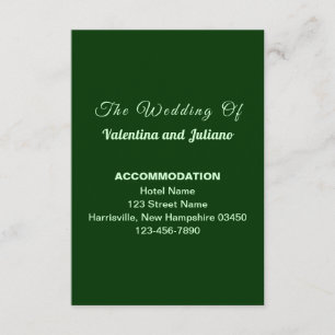 Cartão De Informações Acomodação para Casamento Verde Escuro Retrato