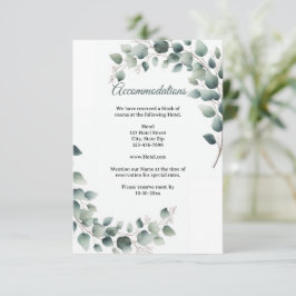 Cartão De Informações Acomodação Simples de Eucalipto para Casamento