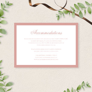 Cartão De Informações Acomodações de Casamento Clássicas em Rosa Poeiren