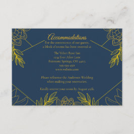 Cartão De Informações Acomodações de Casamento com Elegância Dourada