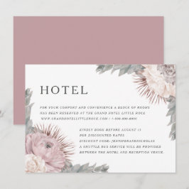 Cartão De Informações Acomodações de Casamento com Flores Secas Rosas