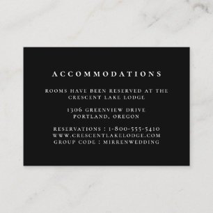 Cartão De Informações Acomodações de casamento cor preta sólida