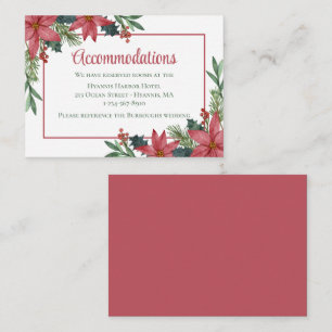 Cartão De Informações Acomodações de Casamento de Natal com Florais de P