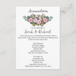 Cartão De Informações Acomodações de Casamento Floral Blush
