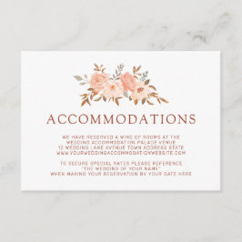 Cartão De Informações Acomodações de Casamento Floral em Aquarela de Out