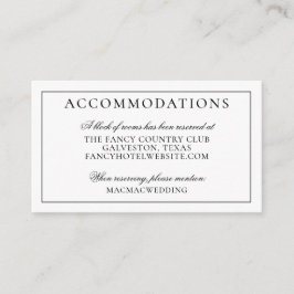 Cartão De Informações Acomodações de Casamento na Ilha do Abacaxi Tropic