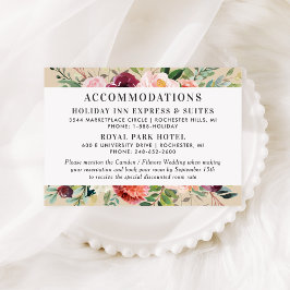 Cartão De Informações Acomodações de Hotel de Casamento Floral Rosa Borg