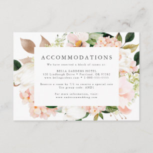 Cartão De Informações Acomodações de Hotel para Casamento Floral Spring