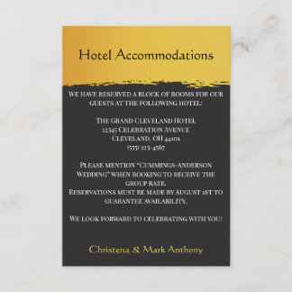 Cartão De Informações Acomodações do Hotel Casamento Midnight Gold
