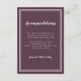 Cartão De Informações Acomodações Simple Cassis Purple Detalhe Casamento