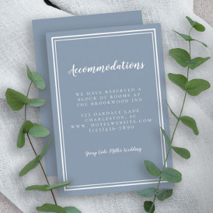 Cartão De Informações Acomodações Simples Casamento Azul Poeira Branco