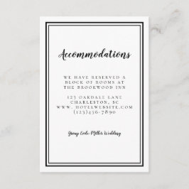 Cartão De Informações Acomodações Simples Preto e Branco Chic Casamento