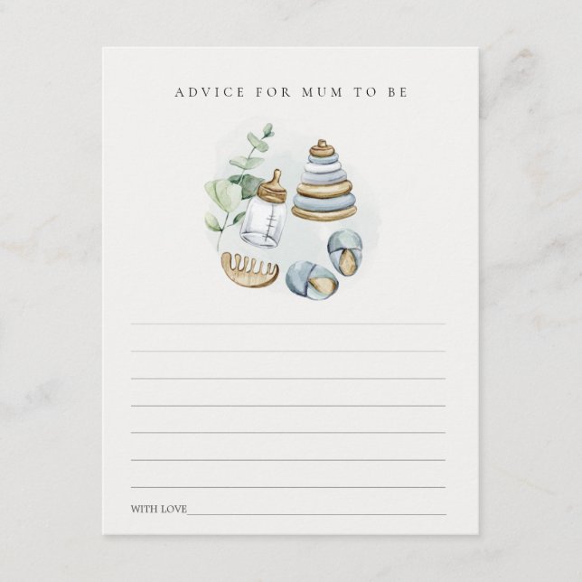 Cartão De Informações Aconselhamento Essencial do Nursery Azul para Chá  (Frente)