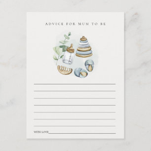 Cartão De Informações Aconselhamento Essencial do Nursery Azul para Chá