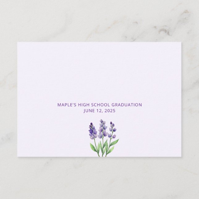 Cartão De Informações Aconselhamento Floral Roxo para Graduação do Forma (Verso)