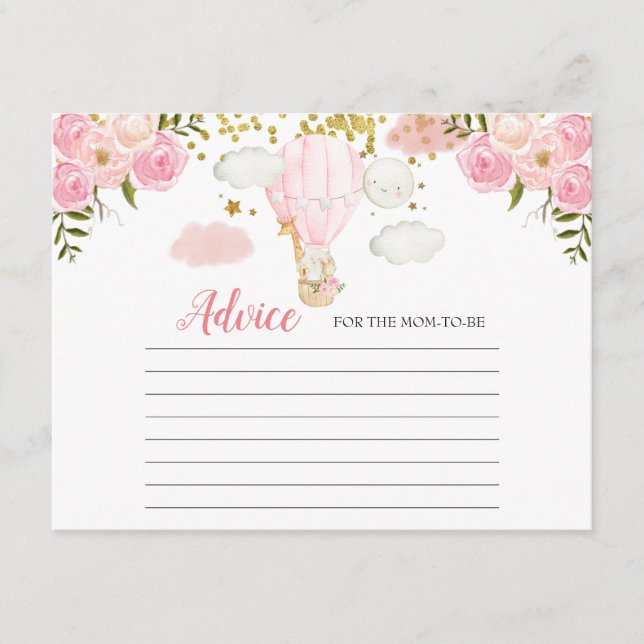 Cartão De Informações Aconselhamento Placa Rosa Balão de Ar Quente Selva (Frente)