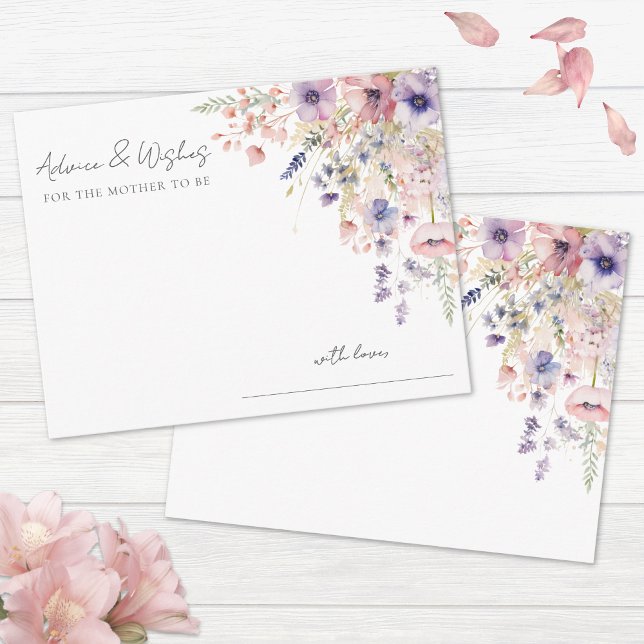 Cartão De Informações Aconselhamento sobre Chás de fraldas Florais de Fl (Wildflower Floral Baby Shower Advice Enclosure Card)