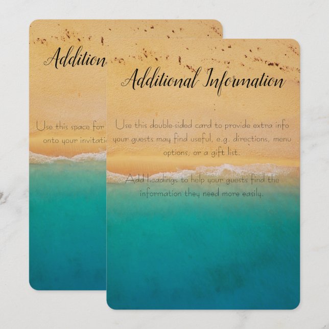 Cartão de Informações Adicionais para Casamento na (Frente/Verso)