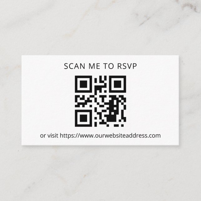 Cartão De Informações Adicionar seu casamento RSVP de Código QR (Frente)