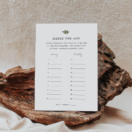 Cartão De Informações Adivinha o jogo do Chá de fraldas da Idade