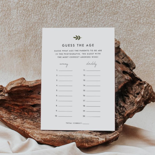 Cartão De Informações Adivinha o jogo do Chá de fraldas da Idade (Criador carregado)