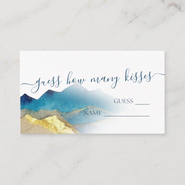Cartão De Informações Adivinhe Quantos Beijos Chuva de Bebe Montanhas No (Frente)