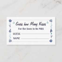 Cartão De Informações Adivinhe Quantos Beijos Chuveiro de Noiva Aquarela