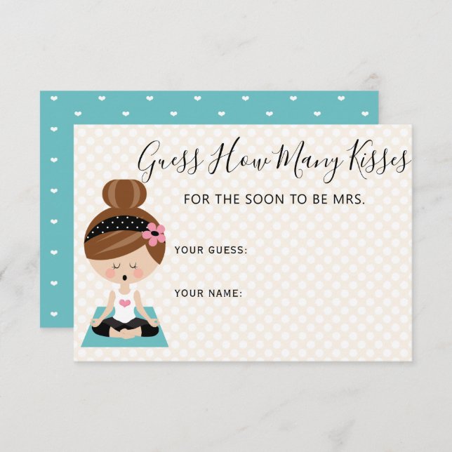 Cartão De Informações Adivinhe Quantos Beijos O Chá de panela De Ioga Br (Frente/Verso)