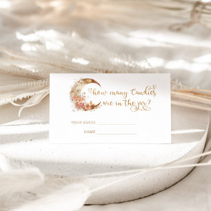 Cartão De Informações Adivinhe quantos doces na lua floral dourada