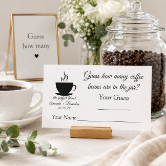 Cartão De Informações Adivinhe quantos grãos de café Casamento de Casais