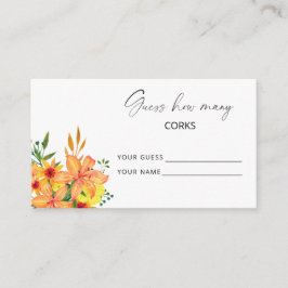 Cartão De Informações Adivinhe quantos rolhas jogo de noiva floral