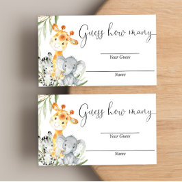 Cartão De Informações Adivinhem quantas cartas safari animais bonitos sã